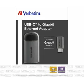 Verbatim USB-C auf Gigabit Ethernet Adapter, USB-C 3.0 [Stecker] (49146)