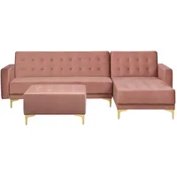 Beliani Schlafsofa, Pink, Textil, 4-Sitzer, L-Form, 267x168 cm, Wohnzimmer, Sofas & Couches, Wohnlandschaften, Ecksofas