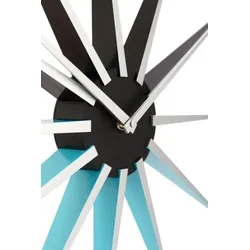 Große moderne Wanduhr Nova blue blau silber schwarz 50cm Sternform