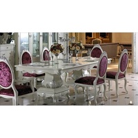 JVmoebel Esstisch, Königlicher Esstisch Tisch Holztisch E36 Barock Rokoko Esszimmer silberfarben|weiß