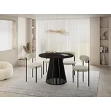 WFL GROUP Esstisch Rund Ausziehbar mit Lamellen im Loft-Stil – 120 bis 200 cm – Industrieller Tisch mit Schwarzen Metallbeinen, Platzsparend für Wohnzim... – Schwarz