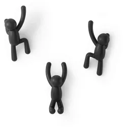 Kleiderhaken Männchen Schwarz, 3er Set