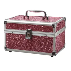 MARELIDA® Schmuckkoffer in Pink mit Glitzeroptik - Premium Schmuckkästchen für Schmuck