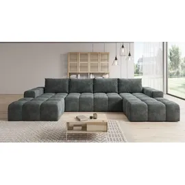möbelfest Moebelfest Sienna Ecksofa U-Form Couch Dunkel Grau Webstoff - Dunkelgrau