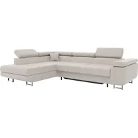 MEBLINI Schlafcouch mit Bettkasten - Ecksofa mit Schlaffunktion - Sofa mit Relaxfunktion und Kopfstützen - Couch L-Form - Eckcouch - Wohnlandschaf... - Beige