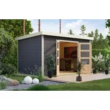 Karibu Pluto 7 3,90 x 2,73 m Terragrau/Weiß