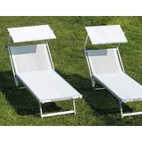 2 x Original ITALIA Strandliege Gartenliege XXL 207 x 80 Aluliege Lounge Italien