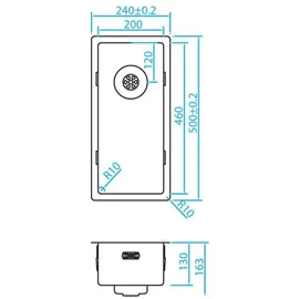 Caressi Spülbecken mit Powerplug CAPP20D46R10