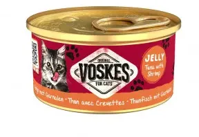 Voskes Jelly Thunfisch mit Garnelen Nassfutter Katze (85 g) 1 Palette (24 x 85 g)