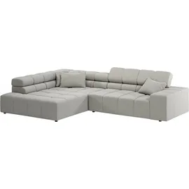 INOSIGN Ecksofa »Ancona incl. Kopfteilverstellung, Breite 319cm, L-Form«, wahlweise motorische Sitztiefenverstellung, auch in Cord + Easy Care, grau