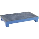 eurokraft | basic | Auffangwanne für 60 l | LxBxH 800 x 1300 x 205 mm | ohne Zulassung | blau pulverbeschichtet | mit Gitterrost