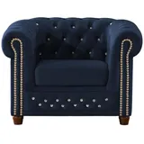 S-Style Chesterfield Sessel Cleo Blink Samt 104 x 72 x 0 cm Blau