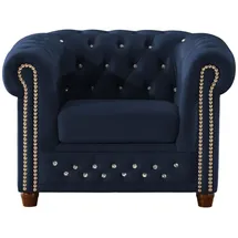 S-Style Chesterfield Sessel Cleo Blink Samt 104 x 72 x 0 cm Blau