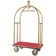 Vevor Hotelgepäckwagen, 680 kg Tragkraft, Pagenwagen mit gebogenen Pfosten, Hotelwagen, Kofferwagen mit rotem Teppichboden und 20 cm großen Gummirädern, ideal für Hotels, Eigentumswohnungen, Resorts