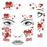 2 Blatt Gesichtstattoo Karneval, Köln Tattoos KarnEVA, Temporäres Glitter Gesichtstattoo, Damen Herren Gesicht Aufkleber, Temporäre Tattoo Kölle Alaaf, Aufkleber Gesicht Für Fasching Kostüme, Rot