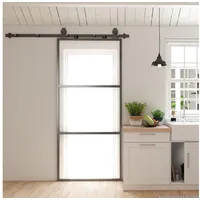 HOMCOM Schiebetür mit Selbstschließer Zimmertür 91x203 cm, Laufschiene, Softclose (Wandmontage Schiebetürsystem, 1-St., Komplett-Set), für Schiebetüren, Trennwände, Schwarz schwarz