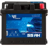 NRG Premium Autobatterie 12v 55Ah 500A/EN Starterbatterie Batterie ersetzt 45Ah 47Ah 50Ah 52Ah 53Ah 54Ah