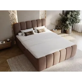 GRAINGOLD Boxspringbett Cloud 180x200 - Bett mit Matratze und Topper - Boxspringbett mit Bettkasten und Matratze - Boxspringbett Braun (Royal 06) - Braun