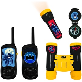 Lexibook Batman - Set für Abenteuer - Walkie-Talkies 120m, Fernglas, Kompass, Taschenlampe, Schwartz/Gelb, RPTW11BAT