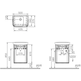 Vitra Sento Waschtisch-Unterschrank 60779 50 cm, Weiß Matt, Dekor, mit Handwaschbecken, Türanschlag links