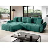 GRAINGOLD Ecksofa L-Form Decor L - Ecksofa mit Schlaffunktion, Bettkasten - Moderne Ecksofa, Wohnzimmer Sofa - Eckcouch Grün (Monolith 37) - Grün