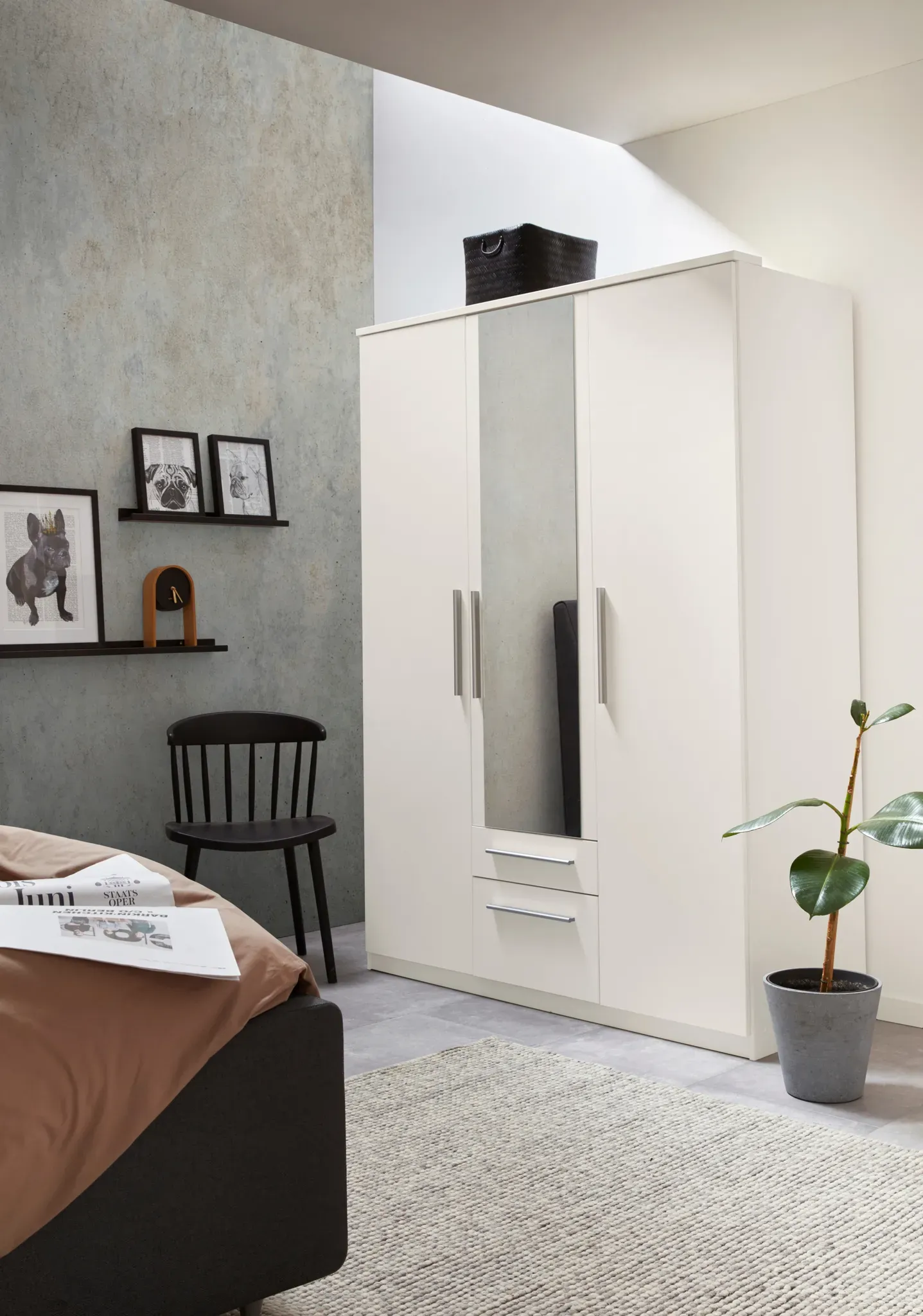 Kleiderschrank PRIESS, weiß, B:140cm H:195cm T:54cm, Holzwerkstoff, Schränke, Kleiderschrank, in 3 Breiten