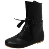 Generisch Mittelalterliche Herren Schlupfstiefel Retro Schnürdesign Freizeitschuhe Weiche Polsterung Flache Sohle rutschfest Bequem (Black, 47) - 47 EU