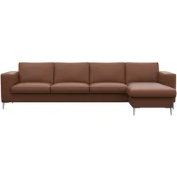 Ecksofa FLEXLUX "Fiore, super Sitzkomfort durch Kaltschaum im Sitz, L-Form", braun (old chestnut), B:295cm H:85cm T:159cm, Sofas, breite Armlehnen, Füße Alu