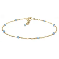 Elli Fußschmuck Damen Fußkettchen Strand Meer Kugel Blau in 925 Sterling Silber vergoldet