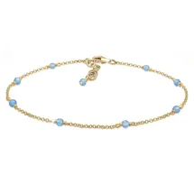 Elli Fußschmuck Damen Fußkettchen Strand Meer Kugel Blau in 925 Sterling Silber vergoldet