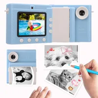 Digitalkamera, 2,8-Zoll-HD-Bildschirm, Autofokus, 8-facher Zoom, Stoßfest, Hängeseil, Sofortdruck-Kameraspielzeug, Reisekamera für Outdoor-Spielfotografie (Blue)