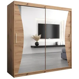 abiks möbel Schwebetürenschrank MONACO 200 x 200 x 62 cm Eiche Artisan