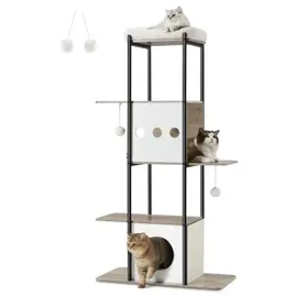 Songmics Kratzbaum große Plattform 60 x 45 x 260 cm beige/grau/weiß
