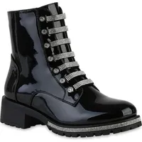 VAN HILL Damen Klassische Stiefeletten in Schwarz Lack