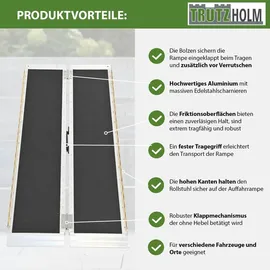 Trutzholm Rollstuhlrampe klappbar 122 cm Traglast 272 kg Alu grau/schwarz beschichtet