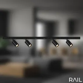 Briloner 8000045 Schienen-Basissystem 1phasig GU10 Spots schwenkbar, erweiterbar, Lichtschienensystem Decke, Strahler Schiene, Deckenlampe, Deckenleuchte, Spotlight, 1,5 m, Schwarz
