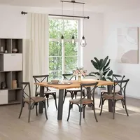 VidaXL Esstisch mit Baumkanten 180x120x74 cm Massivholz Eiche Rechteck