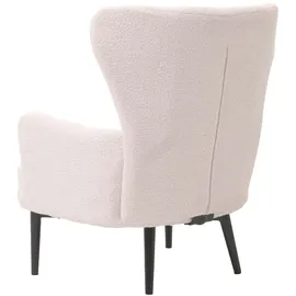 Mendler Lounge-Sessel HWC-K37 Bouclé 75 x 80 x 78 cm Weiß mit Kissen
