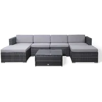 SVITA LUGANO Polyrattan Lounge Gartenmöbel Set Gartenlounge Gartensofa Grau