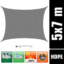 AMANKA UV Sonnensegel Wasserdurchlässig 7x5 - Rechteckig - Sonnenschutz Garten Terrasse