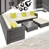 Tectake Rattan Lounge mit Aluminiumgestell wetterfest und UV-beständig, mit