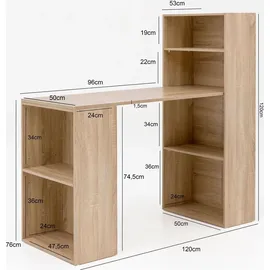 FineBuy Schreibtisch Sonoma Grau