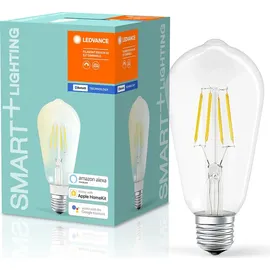 LEDVANCE Smarte LED-Lampe mit Bluetooth Mesh Technologie, Sockel E27, Dimmbar, warmweiß 2700K Steuerbar mit Alexa, Apple, Smart+ BT, 4er-Pack