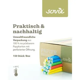 Sovie Trinkhalm in Blau Gelb Grün Rot farbig sortiert aus Papier, Ø 8 mm / 15 cm, 150 Stück