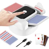 Automatischer Kartenmischmaschine für 1–2 Decks, Elektrische Kartenmischer mit One-Press Auto & Manueller Modus, Wiederaufladbarer Geräuscharmer Kartenmischgerät für Poker UNO Blackjack Skip-BO