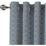 Abakuhaus Gardine Dekorative 2-Panel-Fenstervorhänge für Schlafzimmer Wohnzimmer, Ethnisch Mandala blau|gelb 280 cm x 245 cm