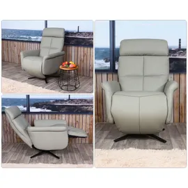 MCW Relaxsessel MCW-L10 Leder 80 x 100 x 90 cm grau mit Liegefunktion