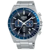 LORUS Herrenuhr Chronograph Silber Edelstahl Blaues Zifferblatt RT347GX9