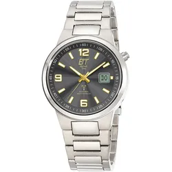 Funkuhr ETT, titansilberfarben, anthrazit, Armbanduhren, Herren, Armbanduhr, Herrenuhr, Solar, Titan, analog, digital