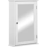 kleankin Badezimmer-Spiegelschrank Wandmontierter Medizinschrank mit Tür und Regalen Weiß